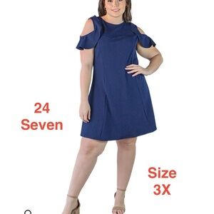 24 Seven Women's Navy Cold Shoulder Mini Dress